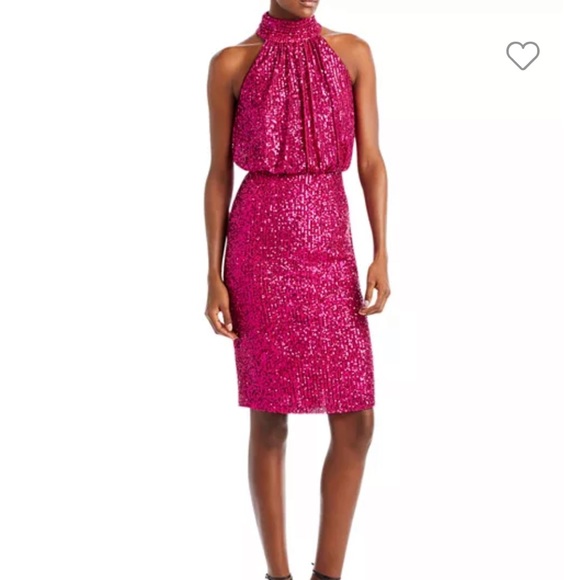 Eliza J hot pink sequined cocktail dress - Picture 4 of 7